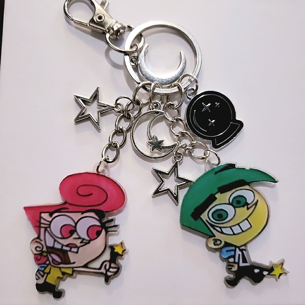Handmade Fairly Oddparents Cosmo Wanda Keychain